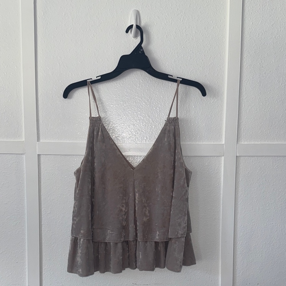 Aerie Taupe Camisole with Ruffle Hem